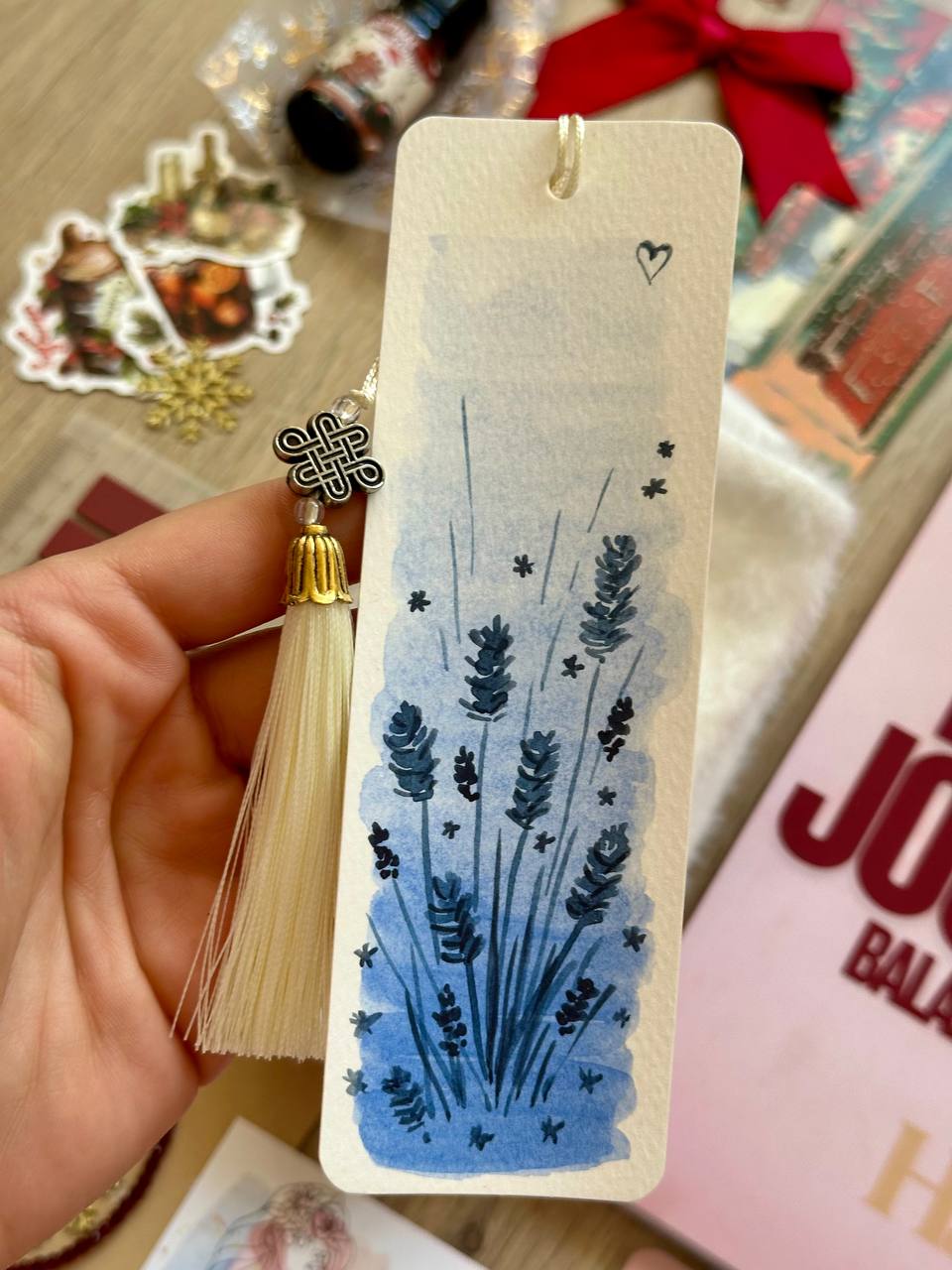 Blue lavender watercolour bookmark