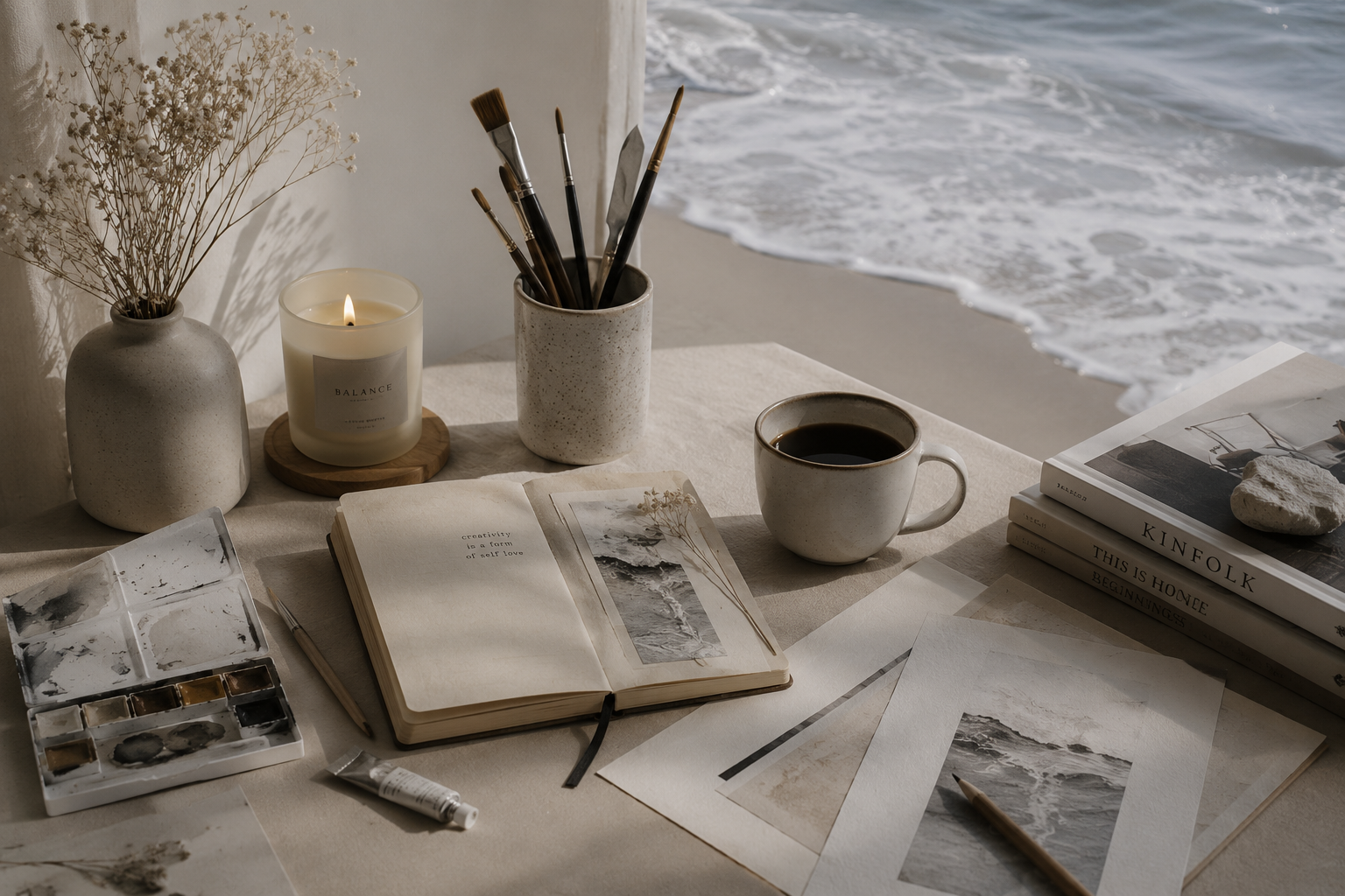 An indoor studio journaling workshop
